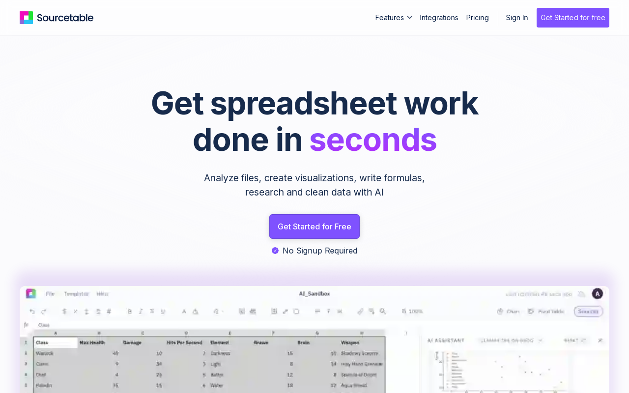 Sourcetable — AI spreadsheet & data analyst
