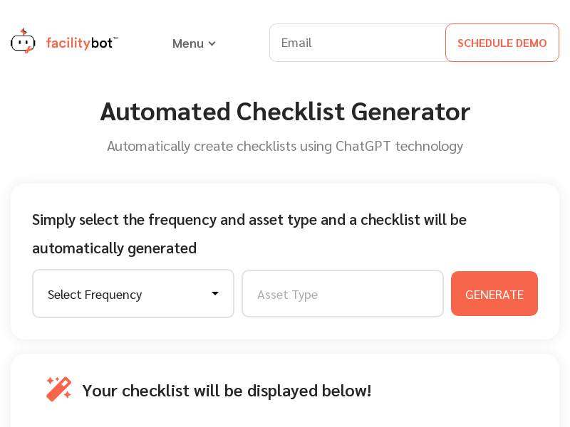 Facilitybot's Checklist Generator