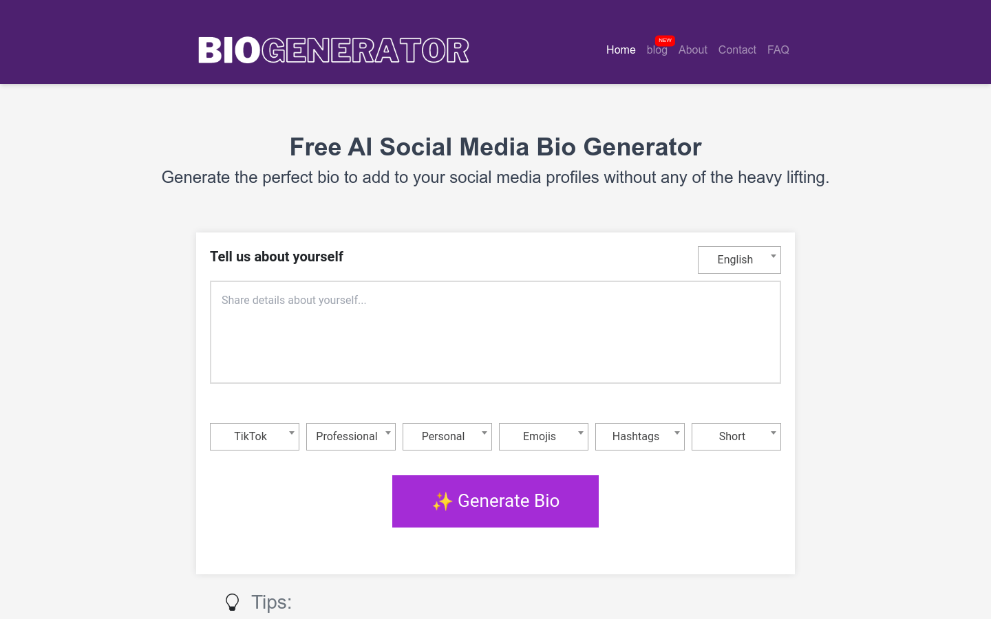 Social Media Bio Generator