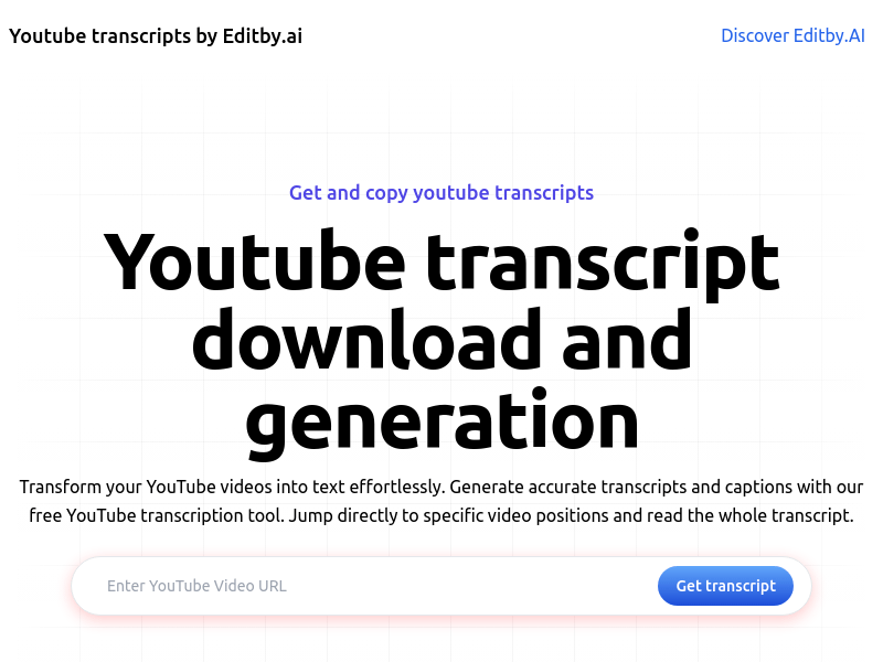 Youtube Transcripts By Editby.ai