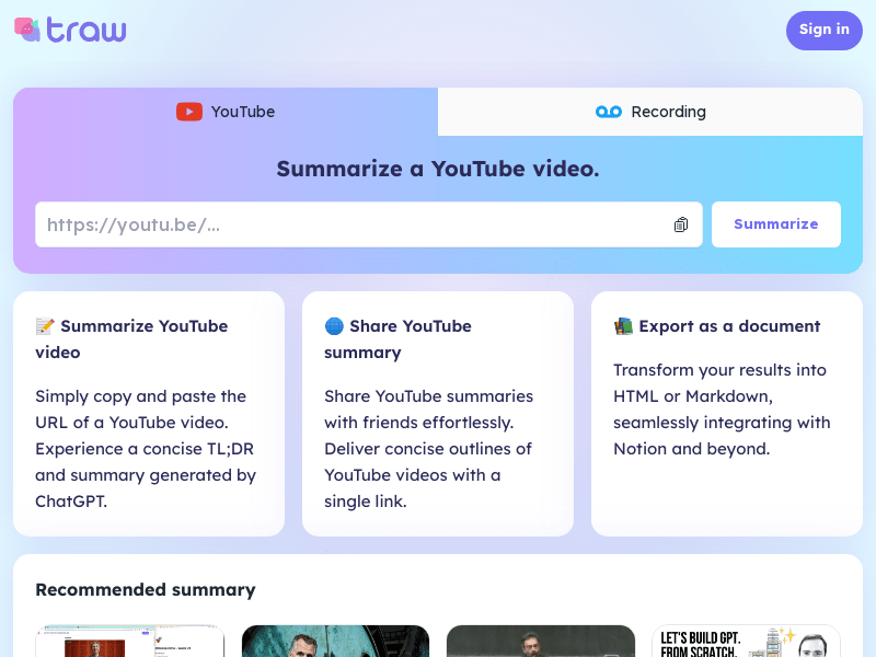 Traw AI Summaries