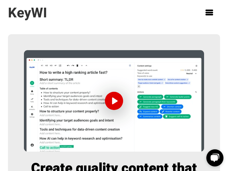 Keywi   AI Content Marketing Assistant
