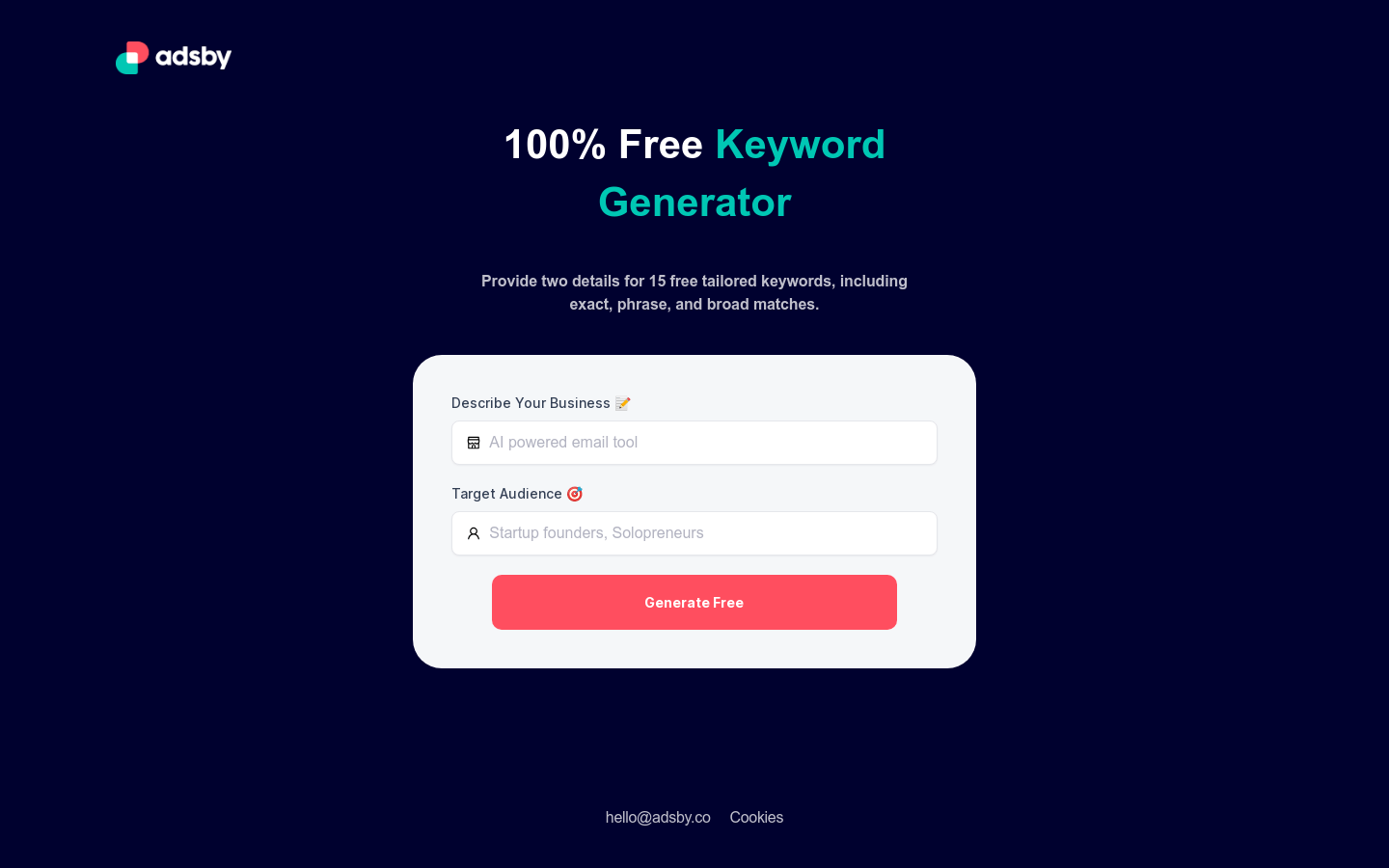 100% Free Keyword Generator