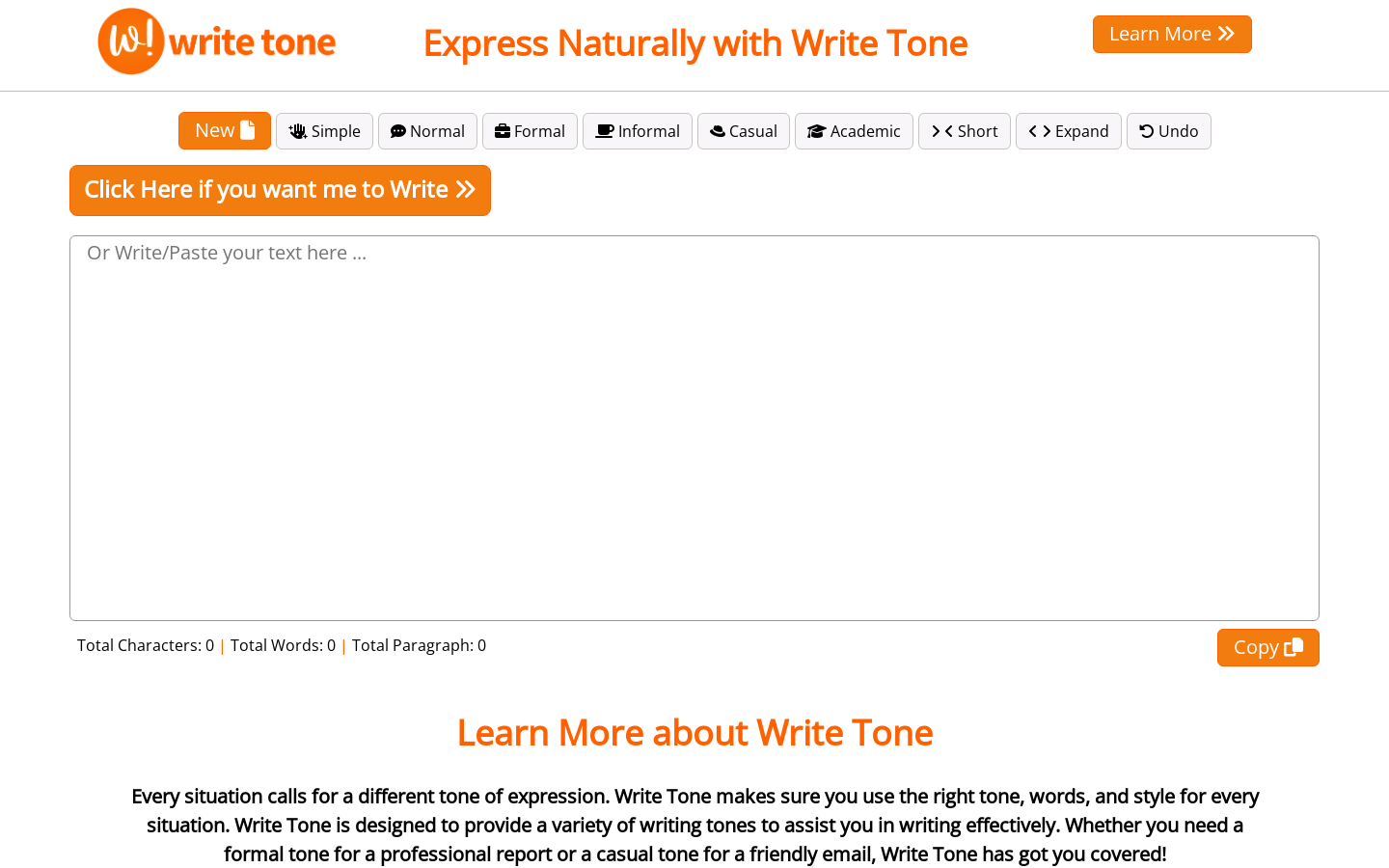 Write Tone