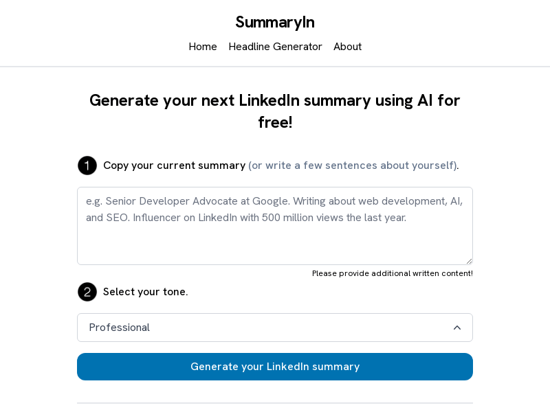 Linkedin Summary Generator