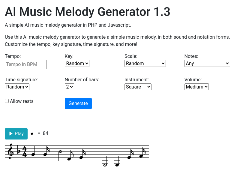 AI Music Melody Generator