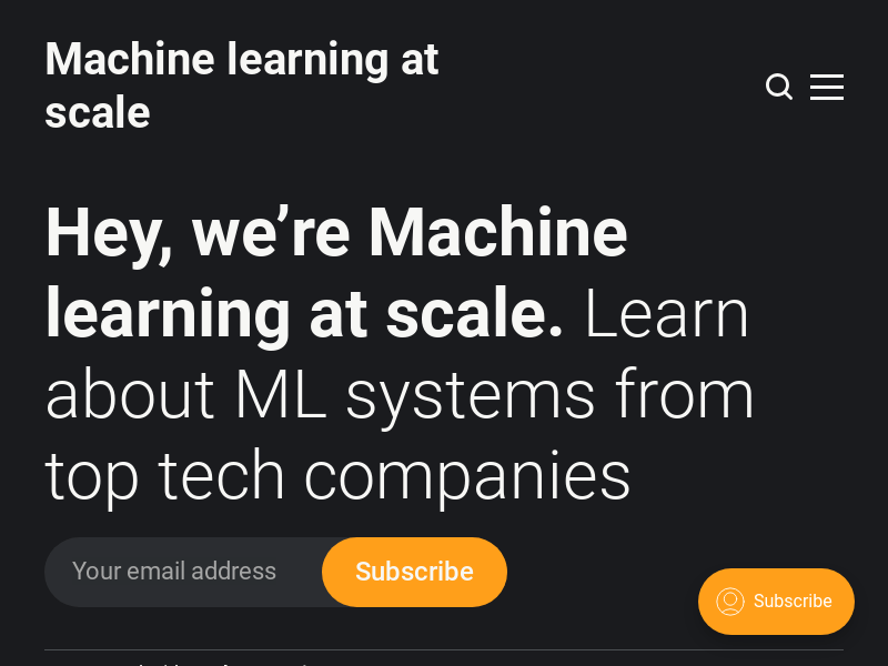 Machine Learning At Scale