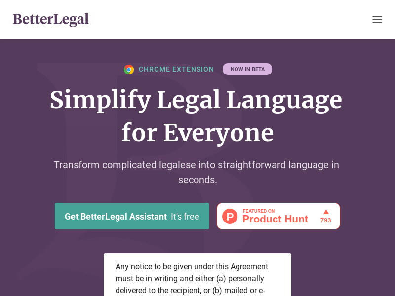 Betterlegal Assistant