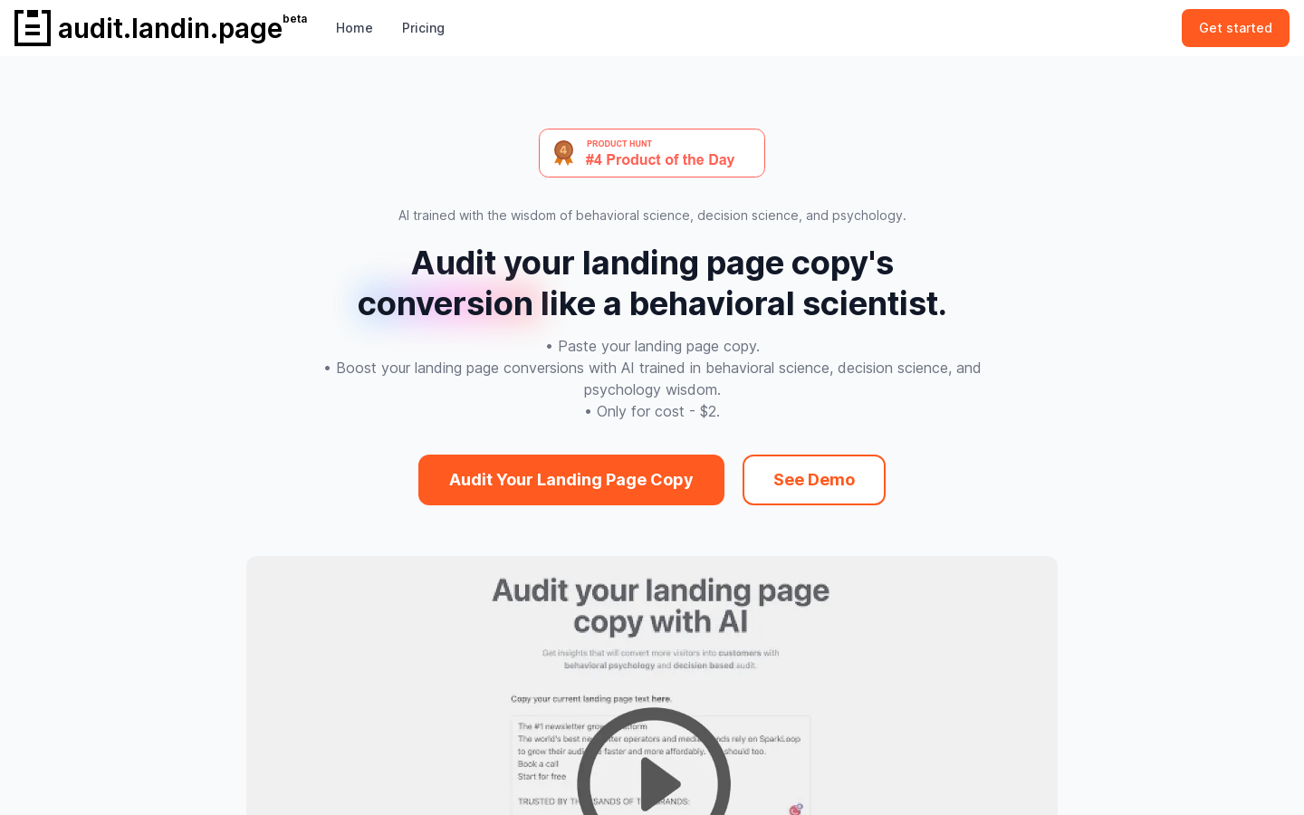 Landing Page Copy Audit