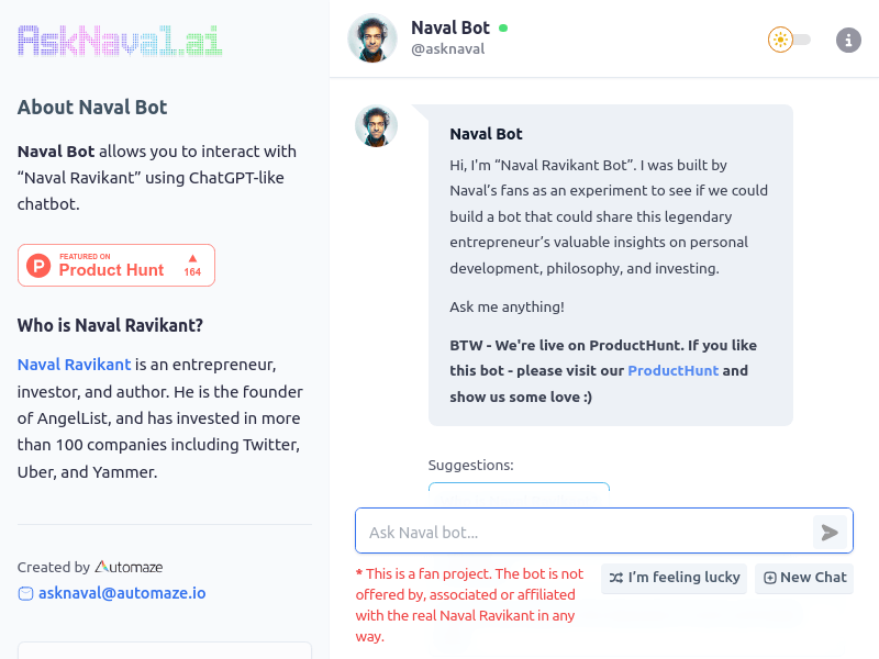 Ask Naval (AI Chatbot)