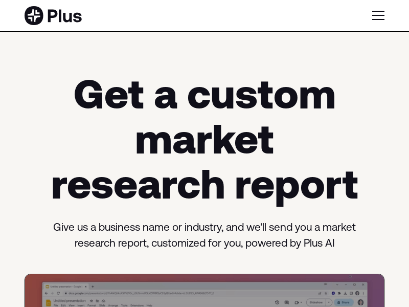 Free Market Research Report From Plus AI