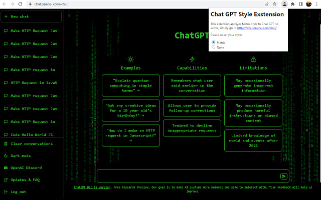 Chat GPT Cyber/Matrix Style