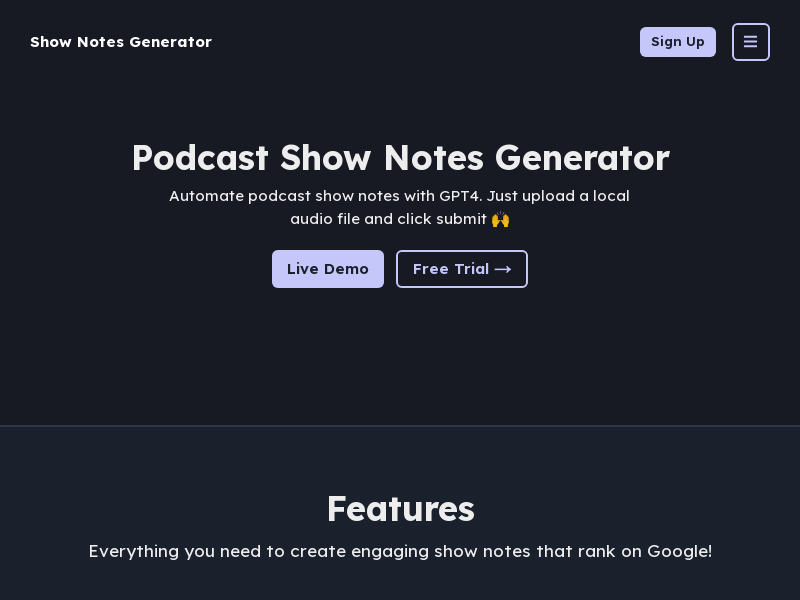 Podcast Shownotes Generator