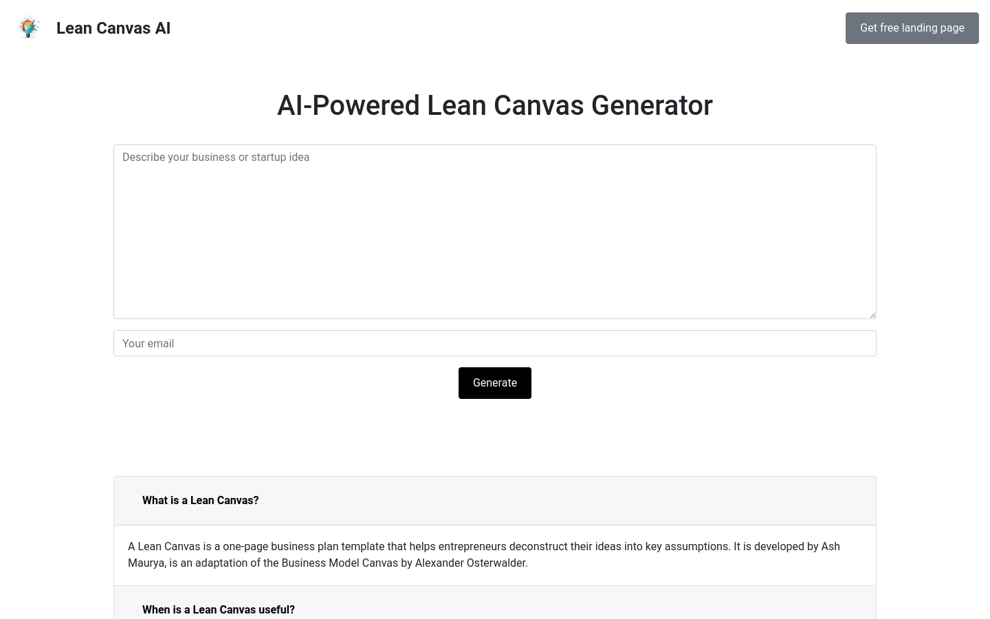 Lean Canvas AI