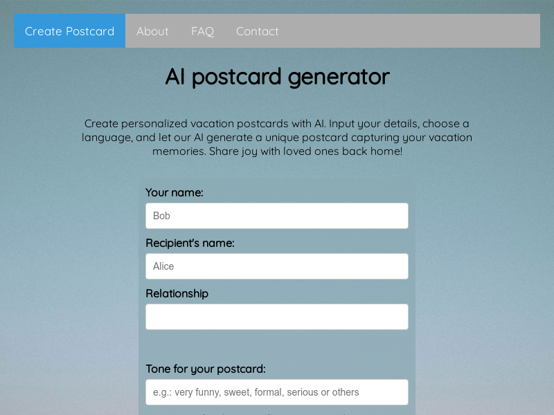 AI Postcard Generator