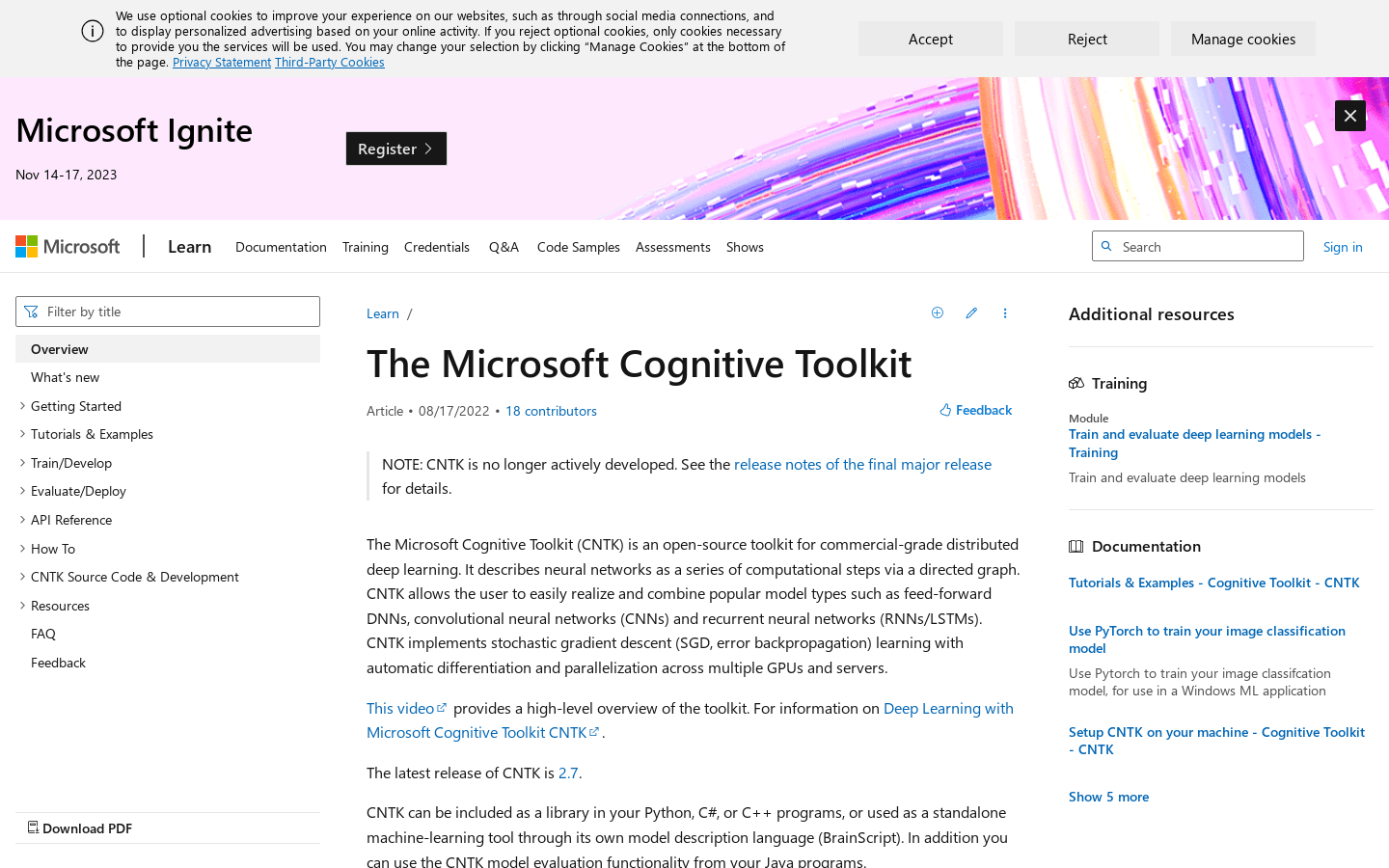Microsoft Cognitive Toolkit