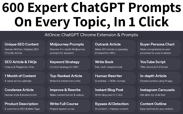 Atonce: ChatGPT Chrome Extension & AI Prompts