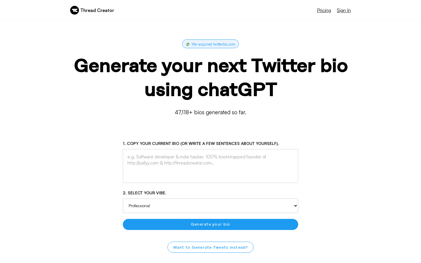 Twitter Bio Generator