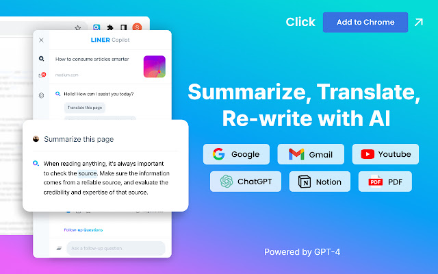 LINER ChatGPT: AI Copilot For Web&YouTube
