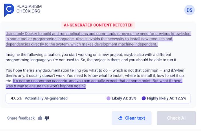 Trace GPT AI Detector By PlagiarismCheck.org