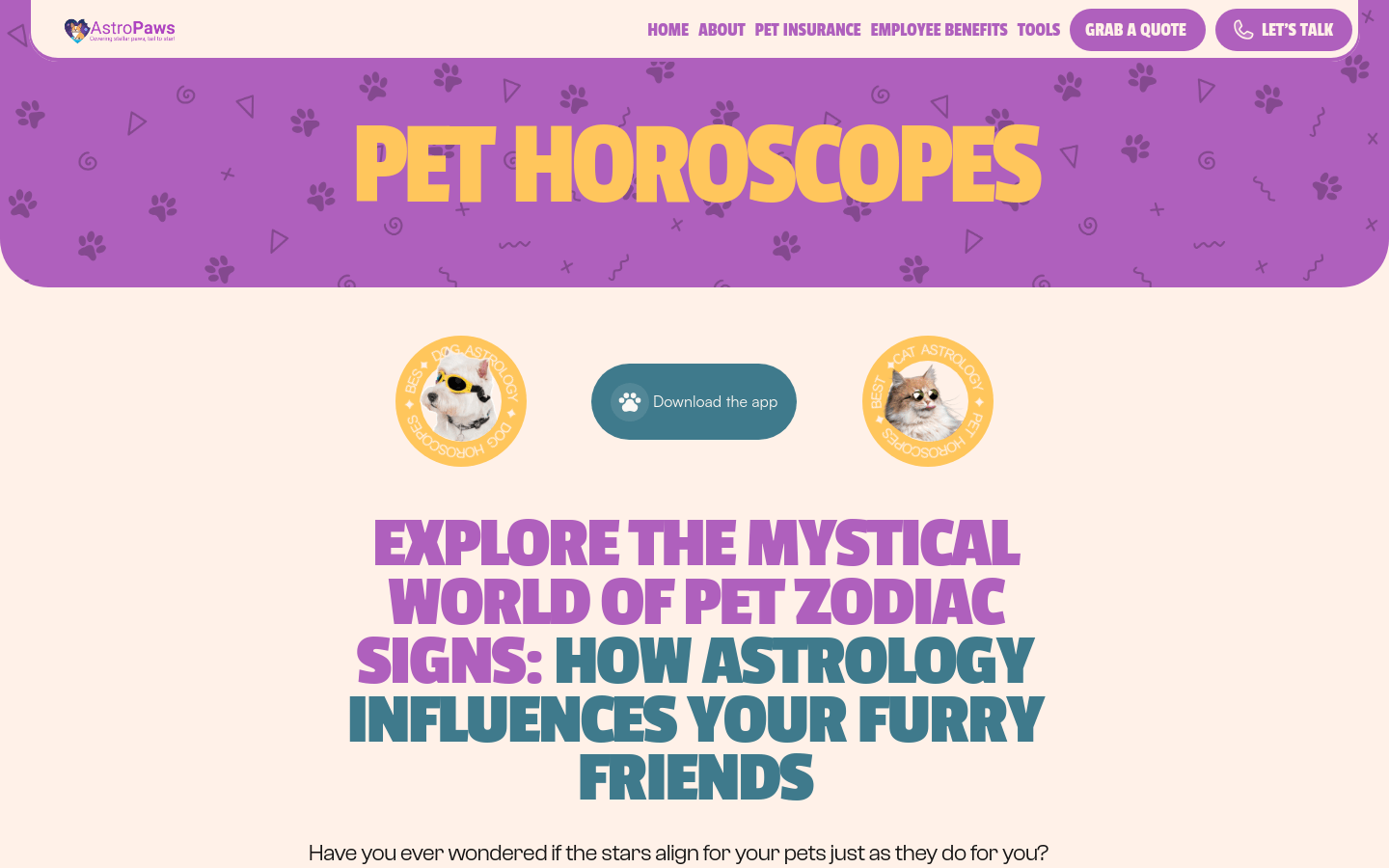 Astropaws Pet Horoscopes