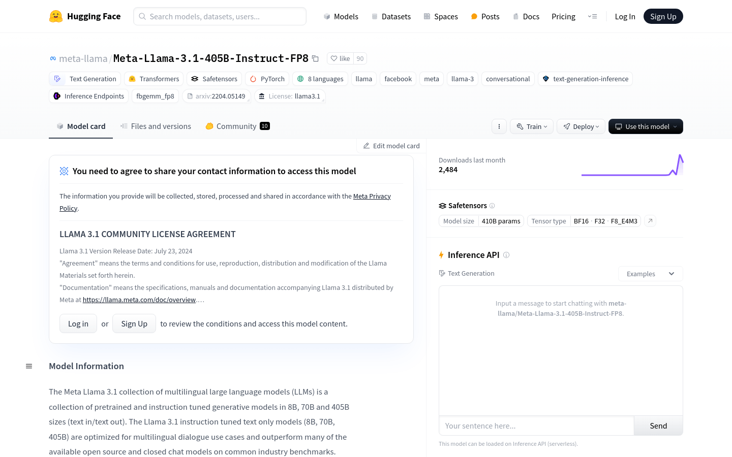 Meta Llama 3.1 405B Instruct FP8