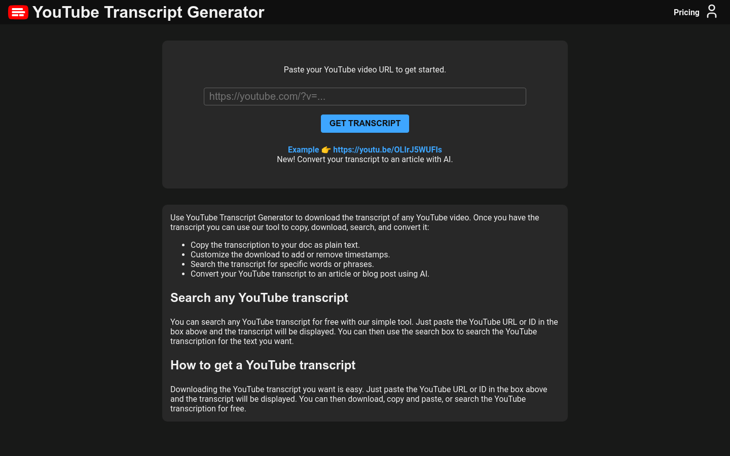 Transcript Generator