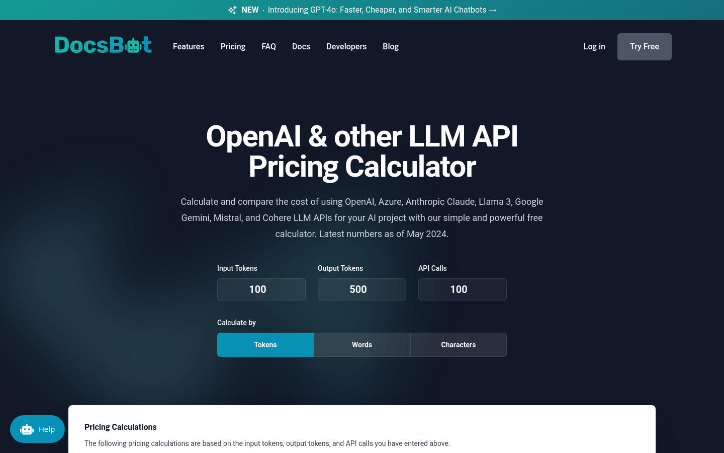 Openai & Other LLM API Pricing Calculator