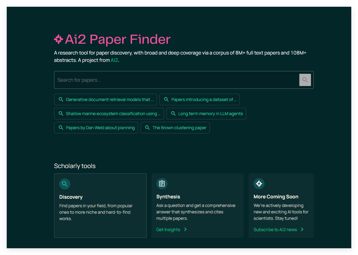 Ai2 PaperFinder