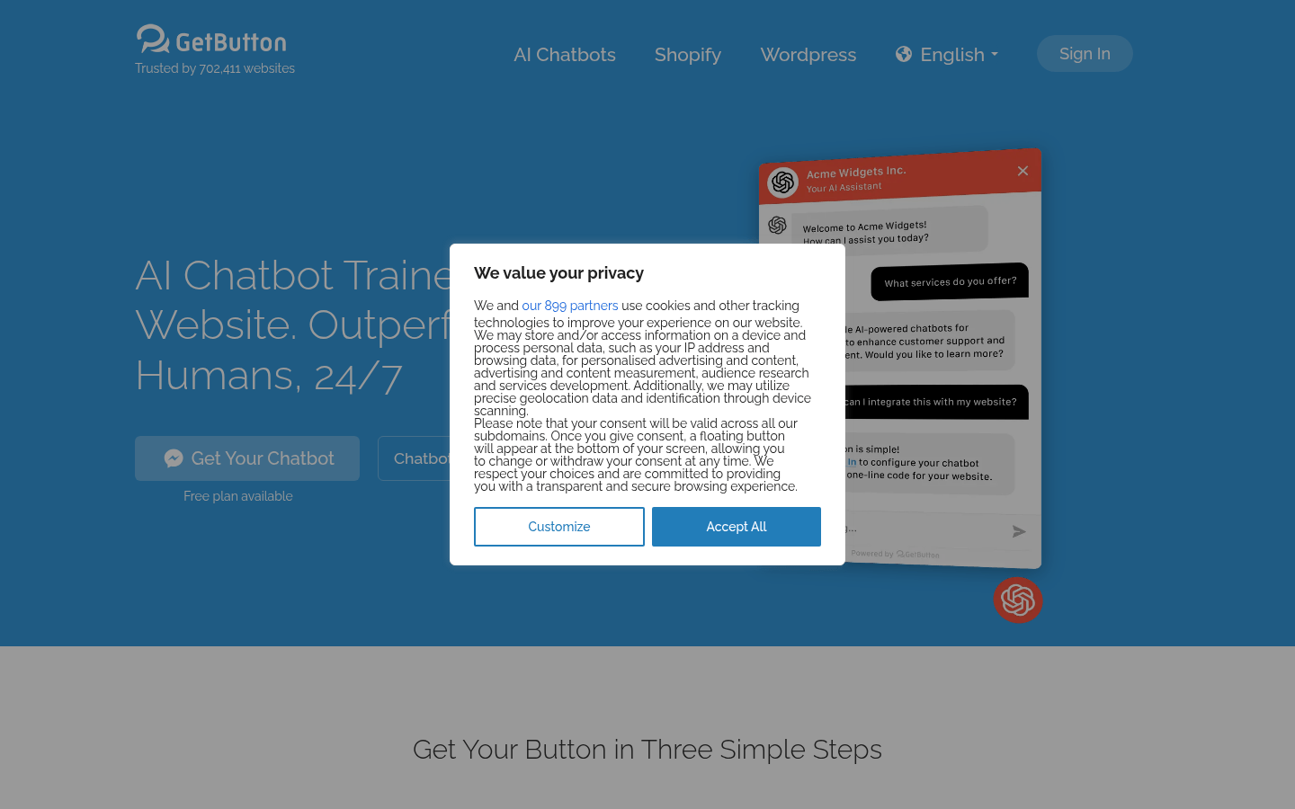 Getbutton AI Chatbots For Websites