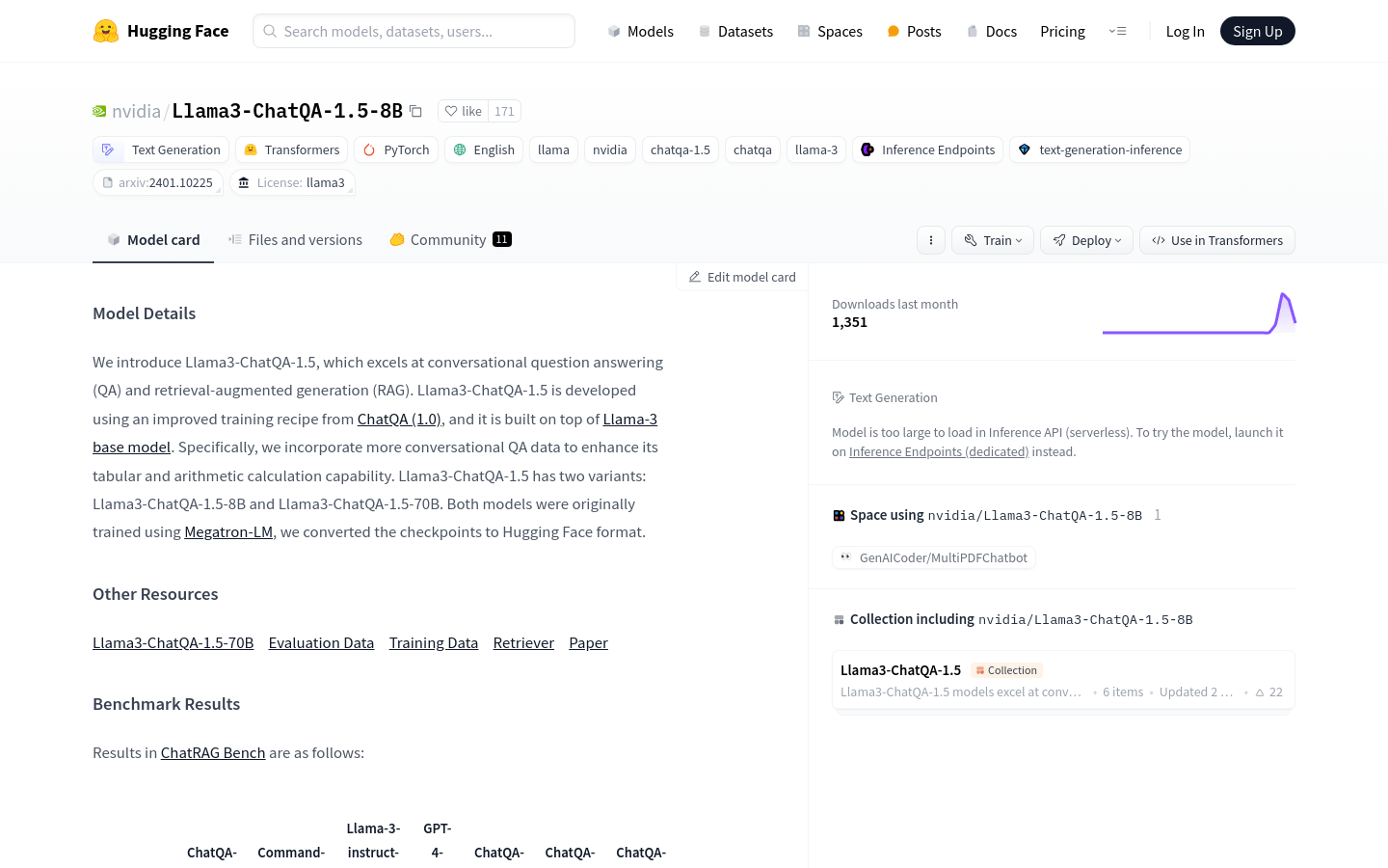 Llama3 ChatQA 1.5 8B