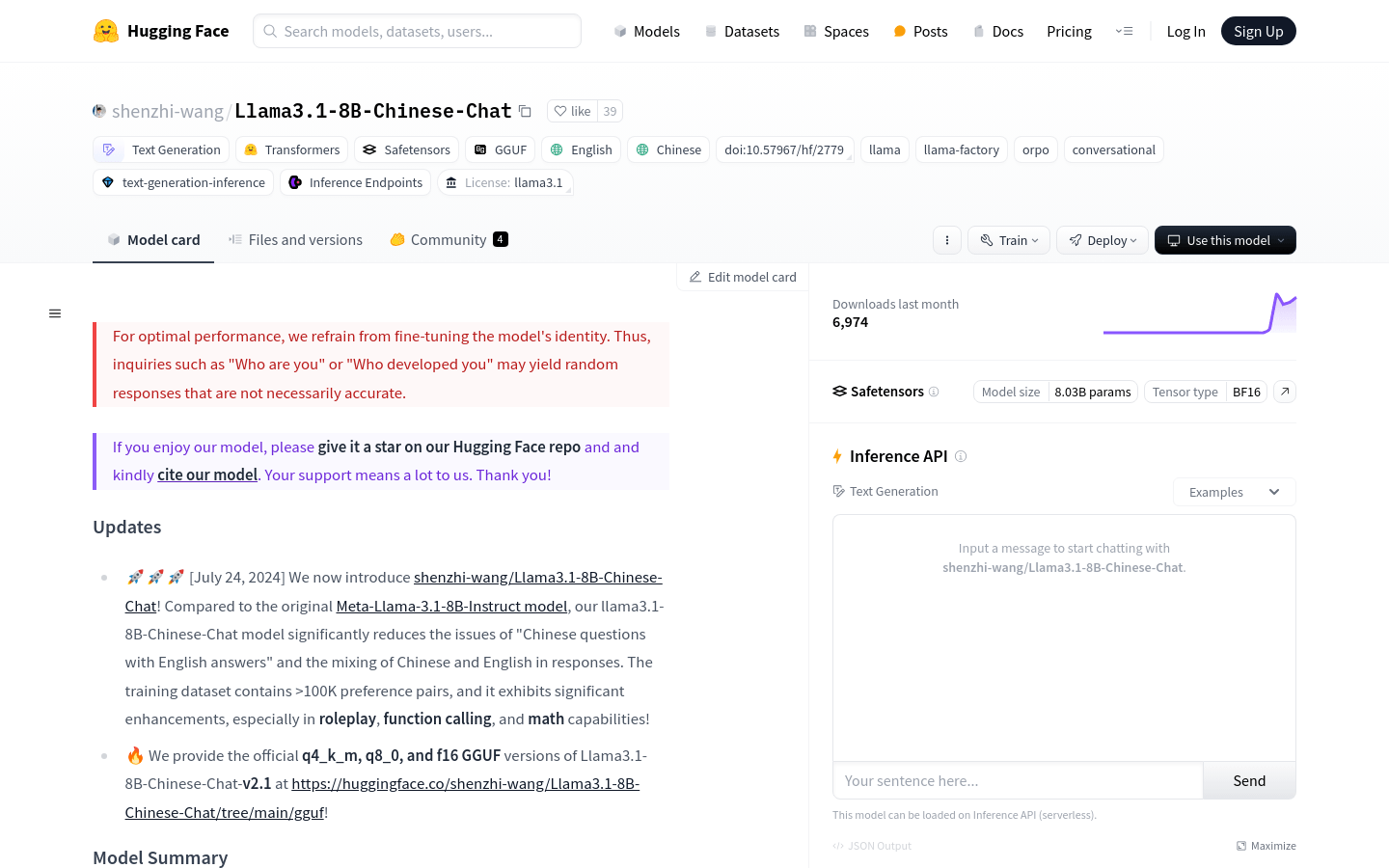 Llama3.1 8B Chinese Chat