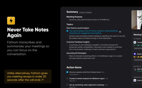 Fathom AI Meeting Assistant For Google Meet