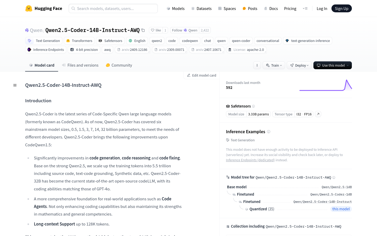 Qwen2.5 Coder 14B Instruct AWQ