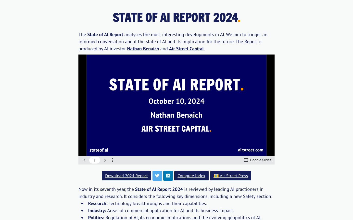 State Of AI Report 2024