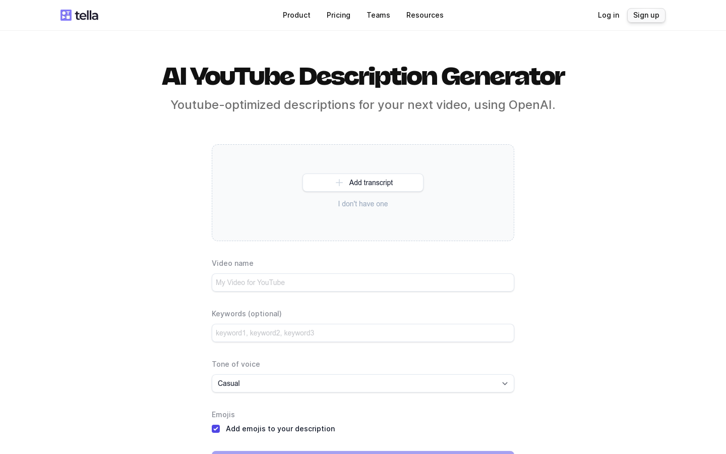 AI YouTube Description Generator