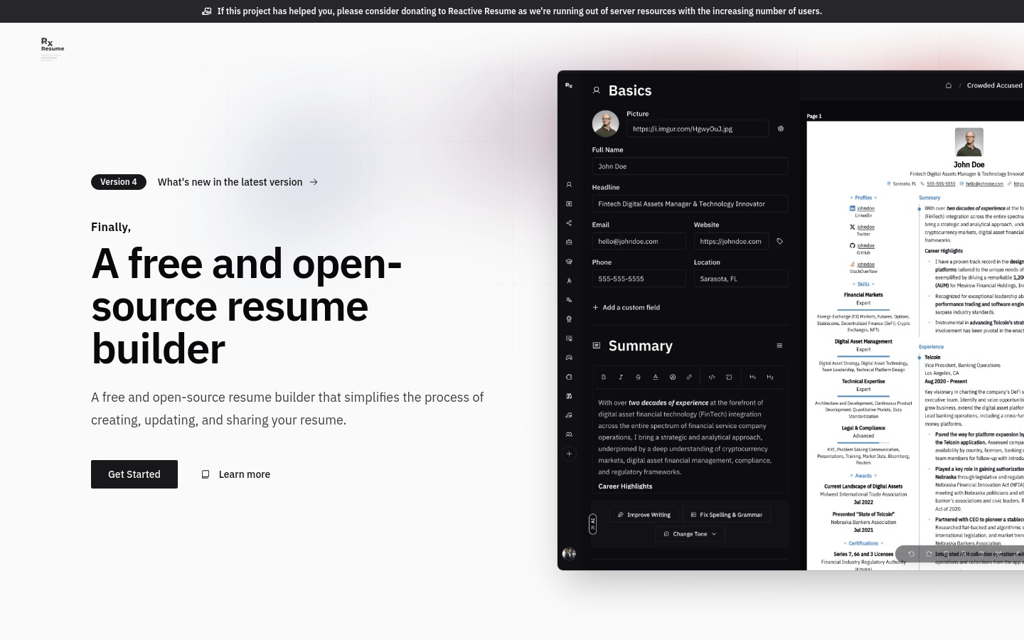 Reactive Resume