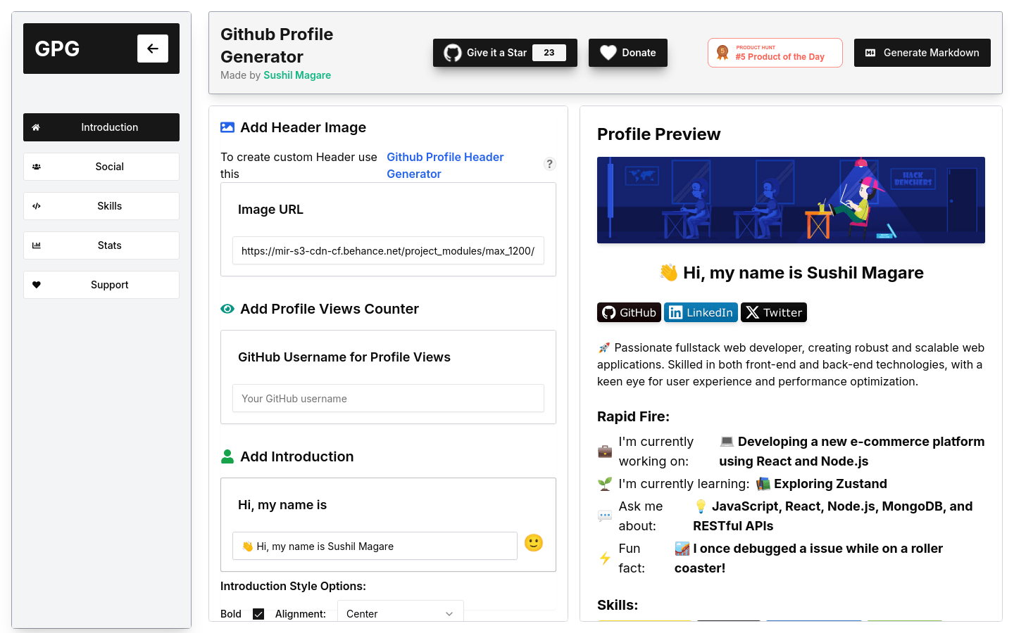 Github Profile Generator