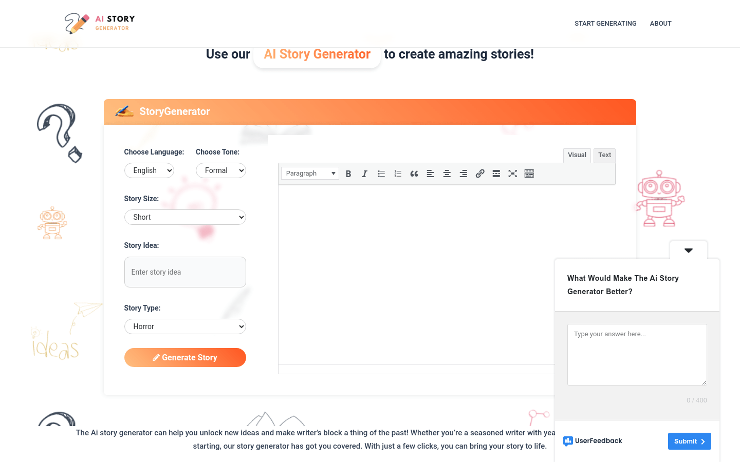 AI Story Generator By Storygenerate.io