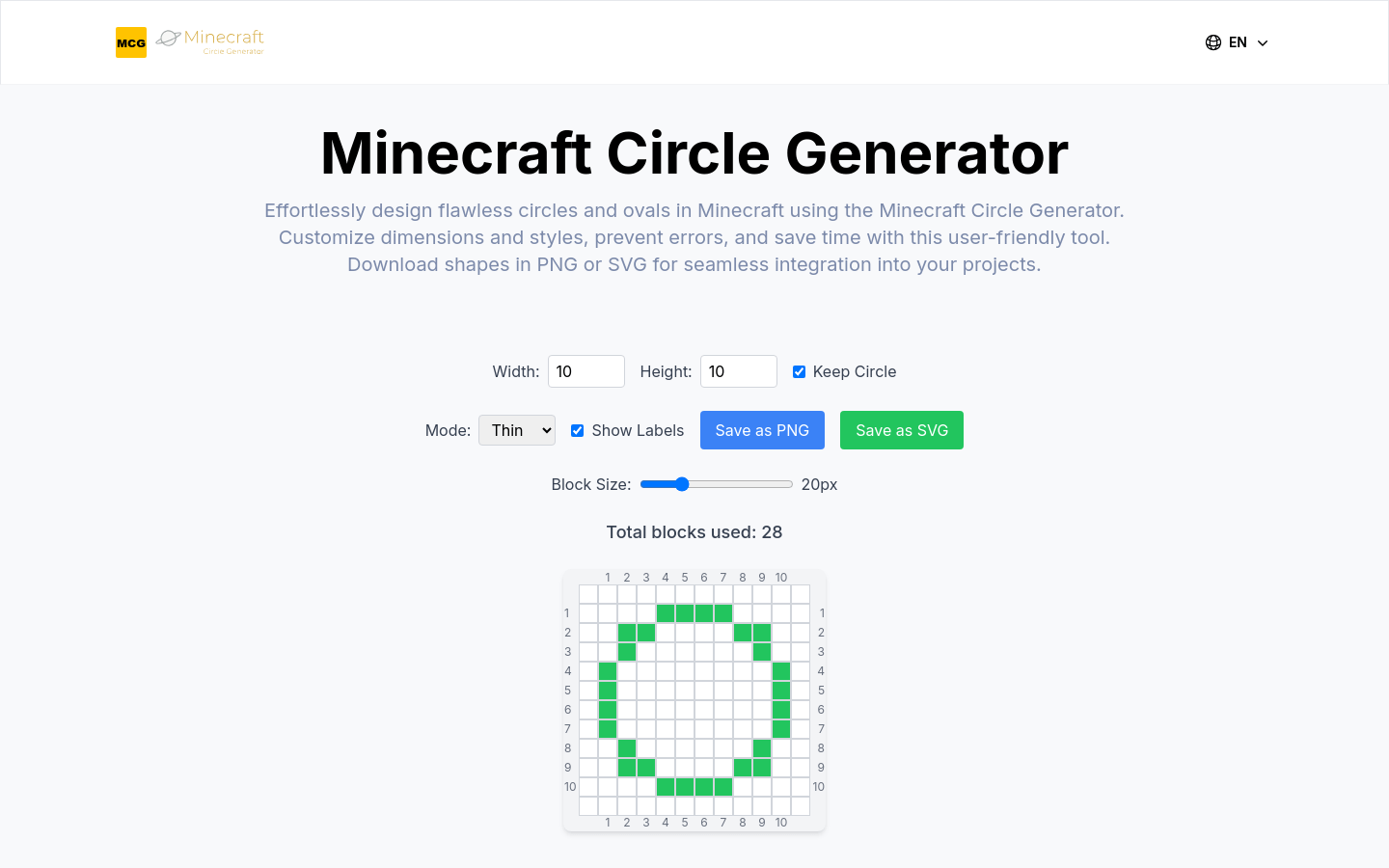 Minecraft Circle Generator