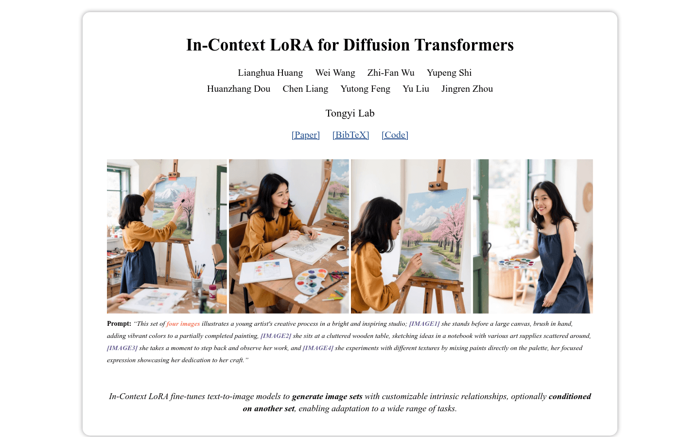 In Context LoRA For Diffusion Transformers