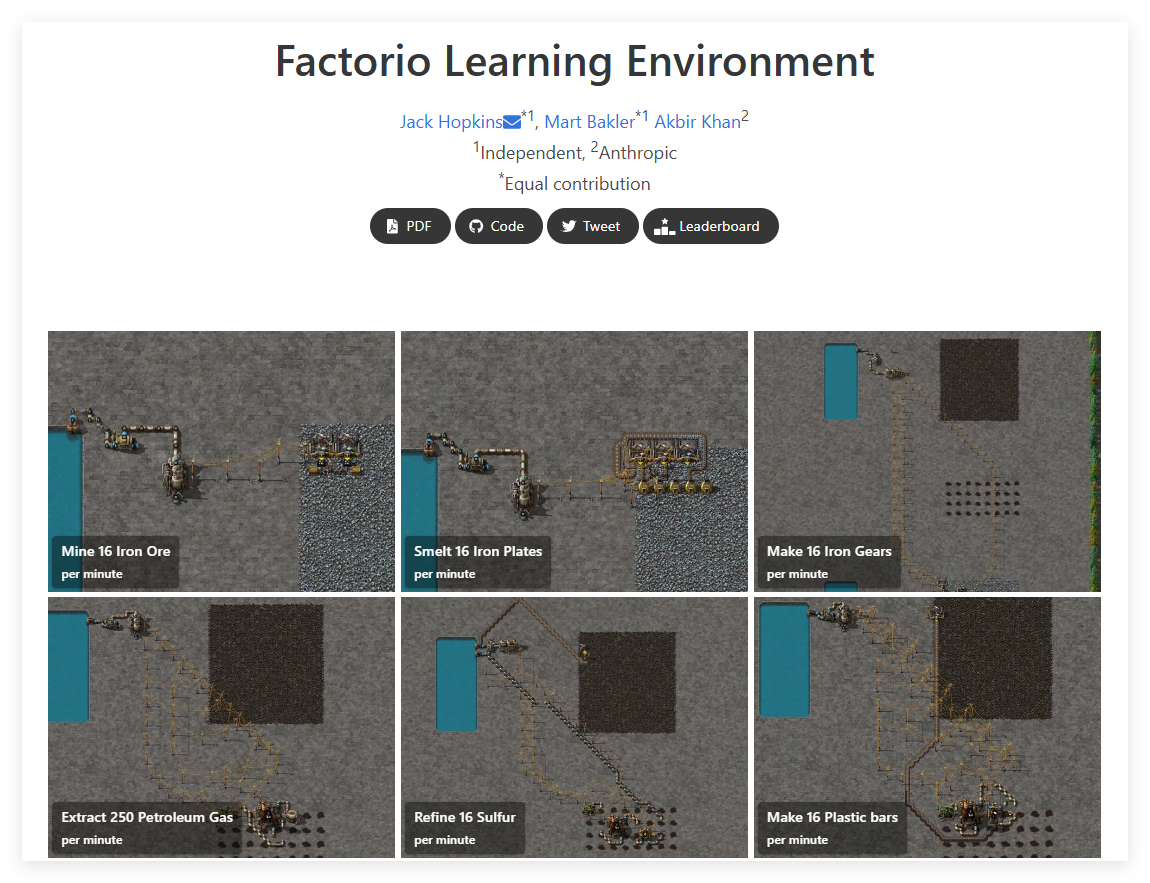Factorio学习环境