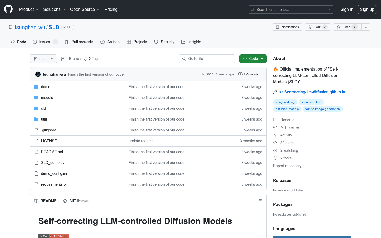 SLD (Self Correcting LLM Controlled Diffusion Models)