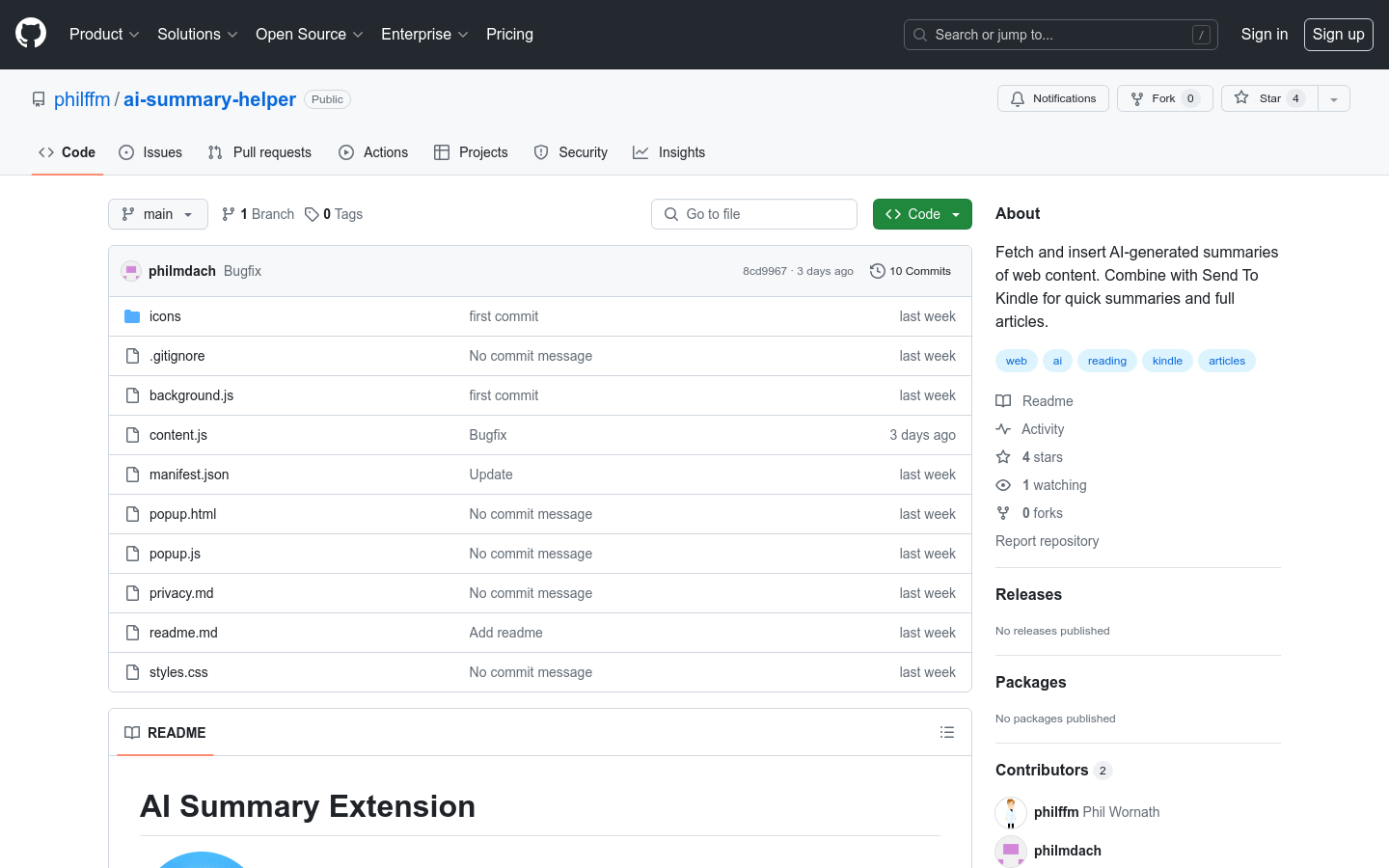 AI Summary Extension