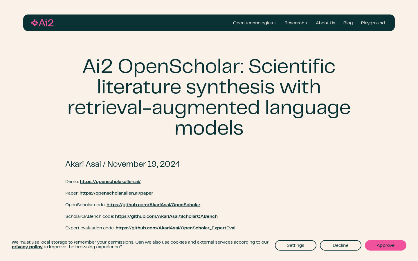 Ai2 OpenScholar