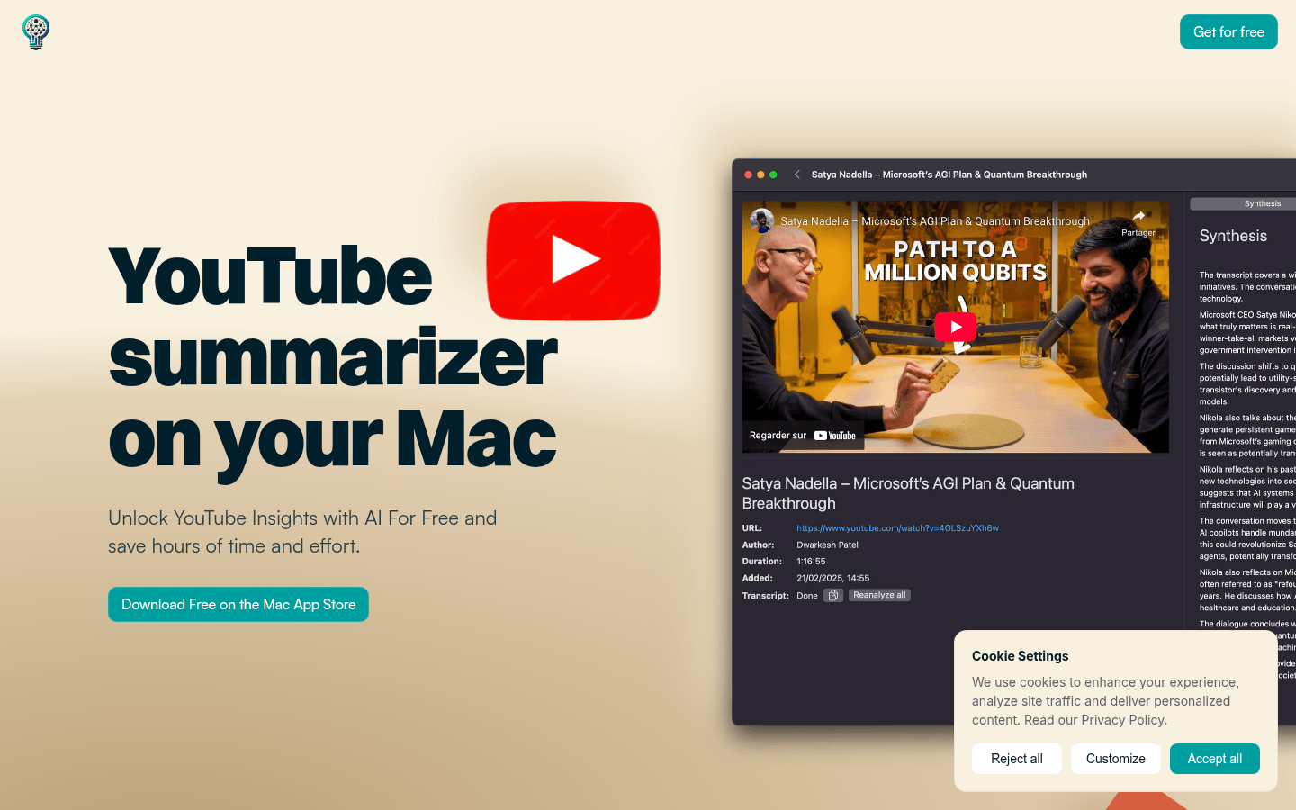 AI Summarizer For YouTube (Mac App Store)