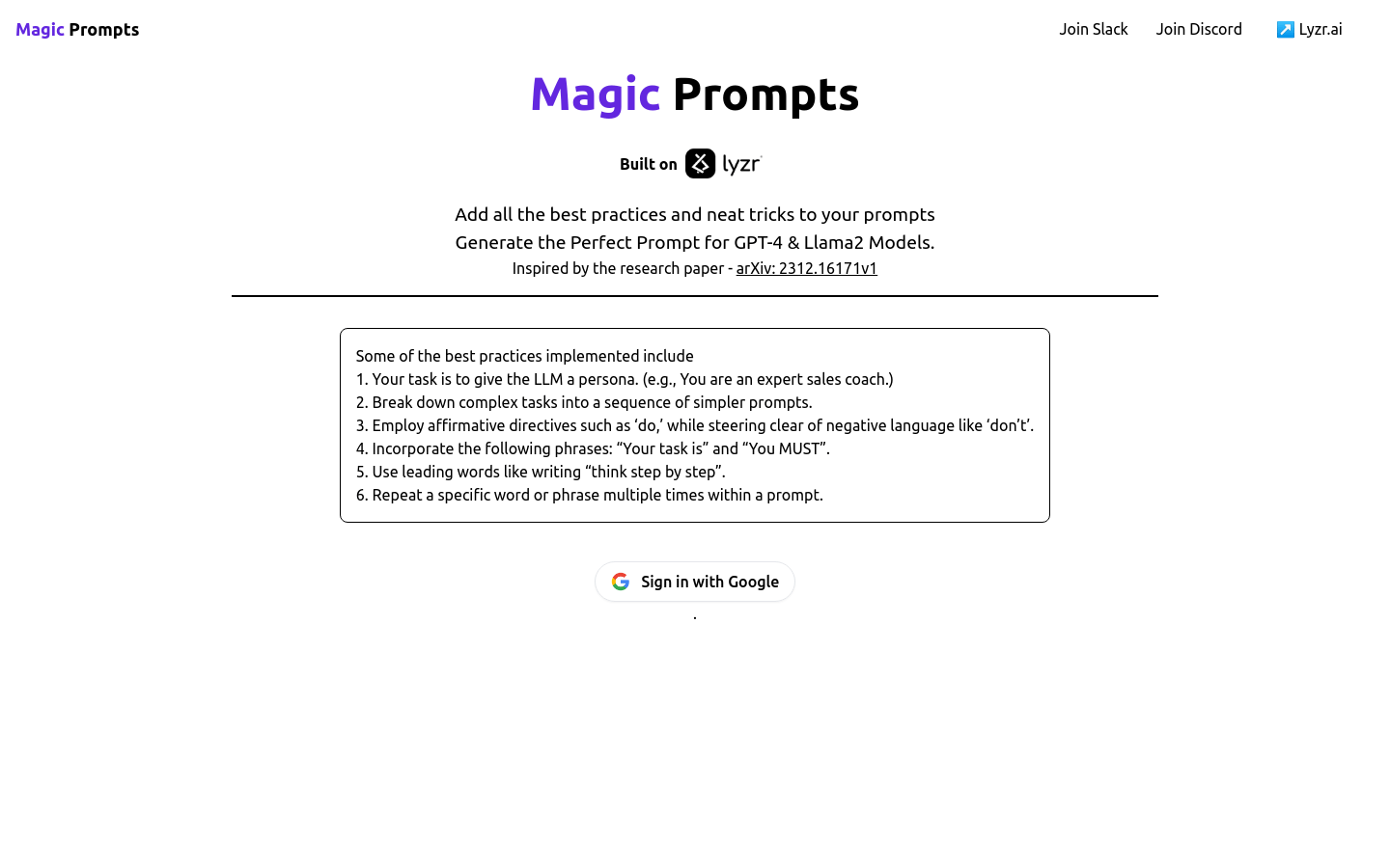 Magicprompts By Lyzr AI