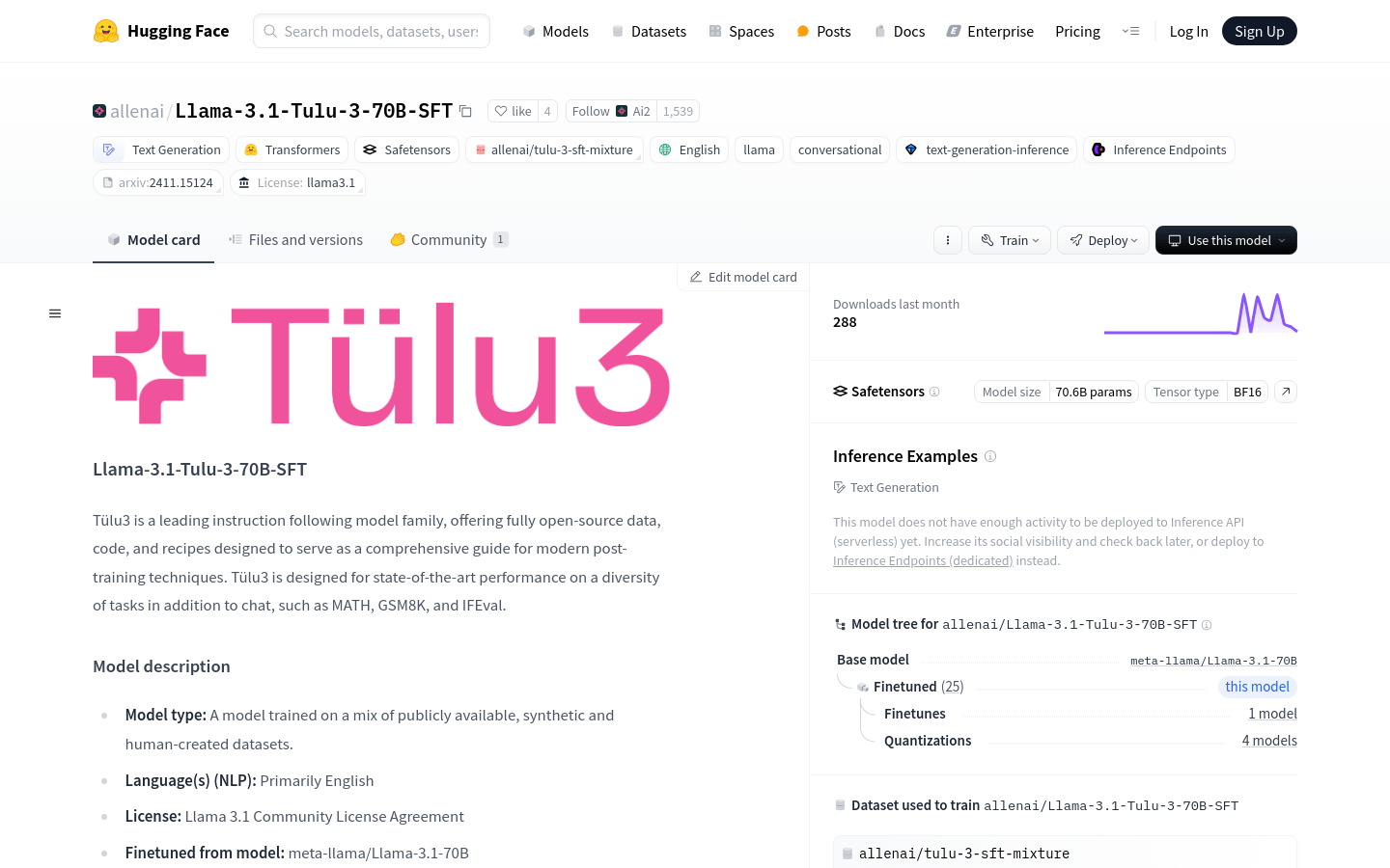 Llama 3.1 Tulu 3 70B SFT