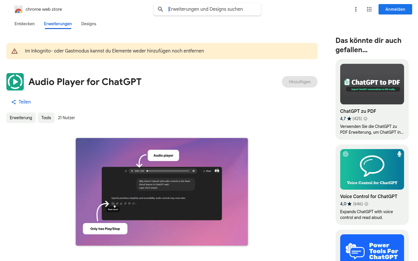 Audio Player For ChatGPT
