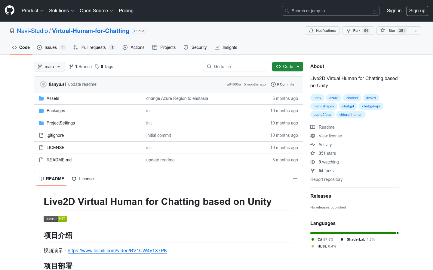 Live2d Virtual Human For Chatting Based On Unity